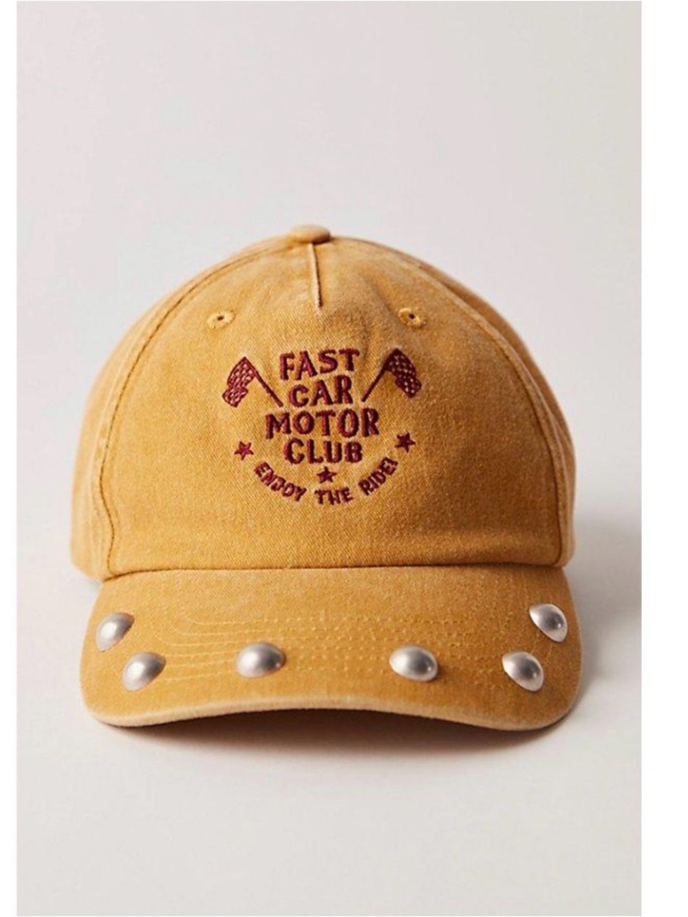 Free People Yellow 'Fast Car Motor Club' Baseball Cap